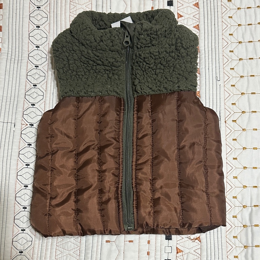 Cozy Olive and Chestnut Kids Puffer Vest